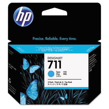 HP 711 Cyan 29ml 3 pack ink cartridges