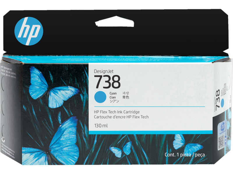 498N5A HP 738 130ml Cyan Ink Cart T850