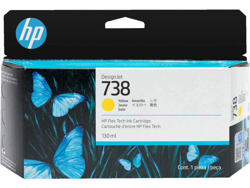 498N7A HP 738 130ml Yellow Ink Cartridge T850